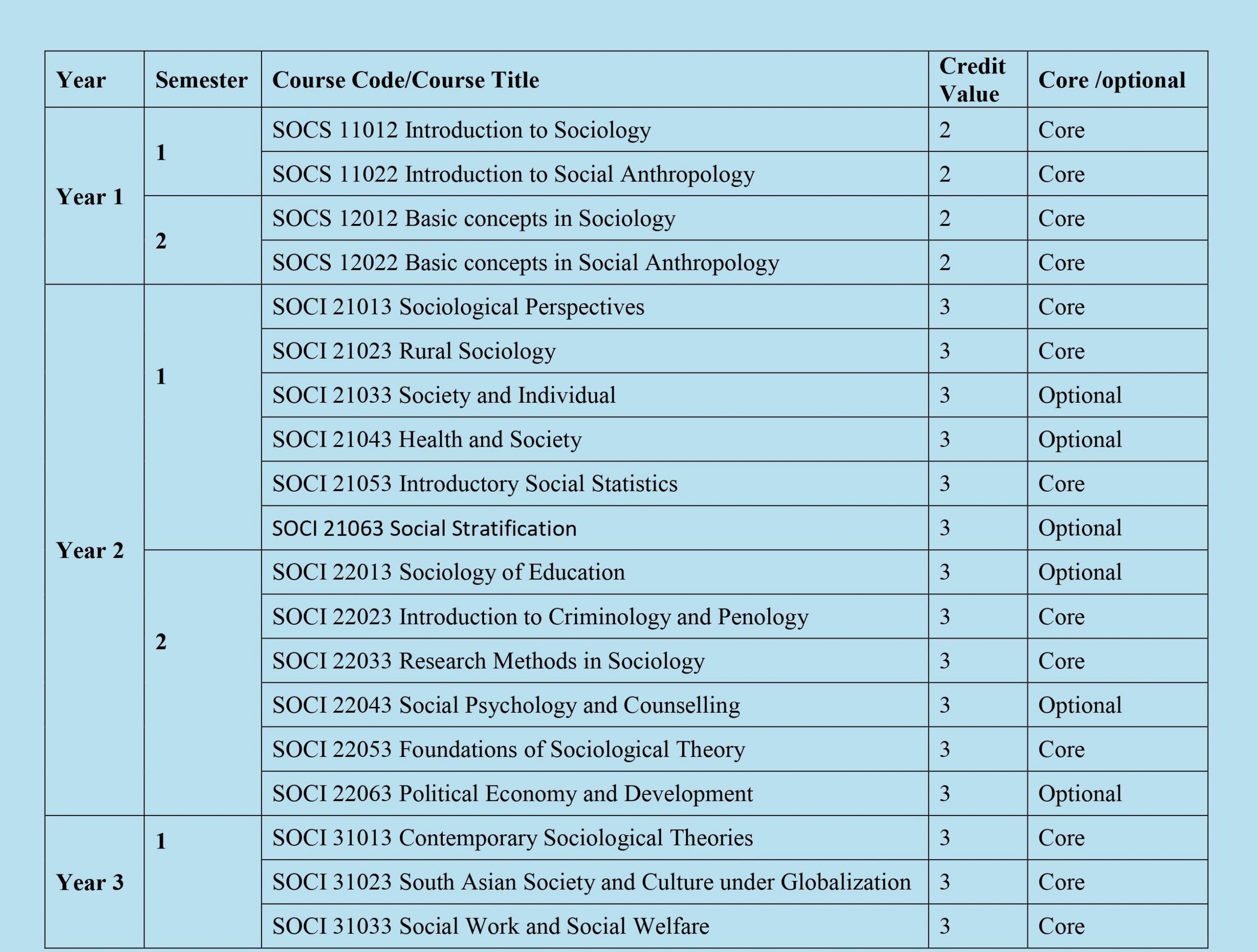 Bachelor Of Arts Honours In Sociology – Department Of Social Sciences